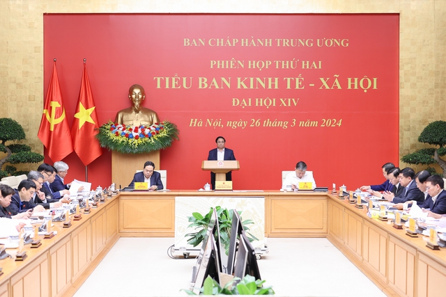 Description: Thủ tướng Phạm Minh Chính chủ trì phiên họp Tiểu ban Kinh tế - xã hội Đại hội XIV của Đảng- Ảnh 1.